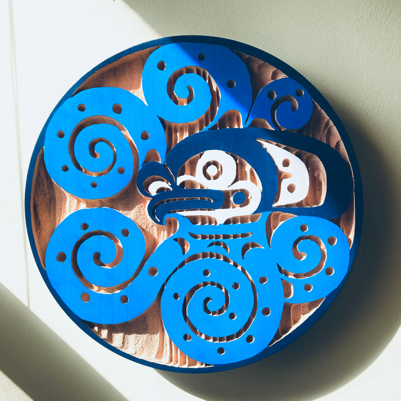 Octopus in Blue Sandblasted Wood Panel