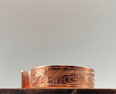 Hummingbird and Flowers 1/2” Copper Bracelet