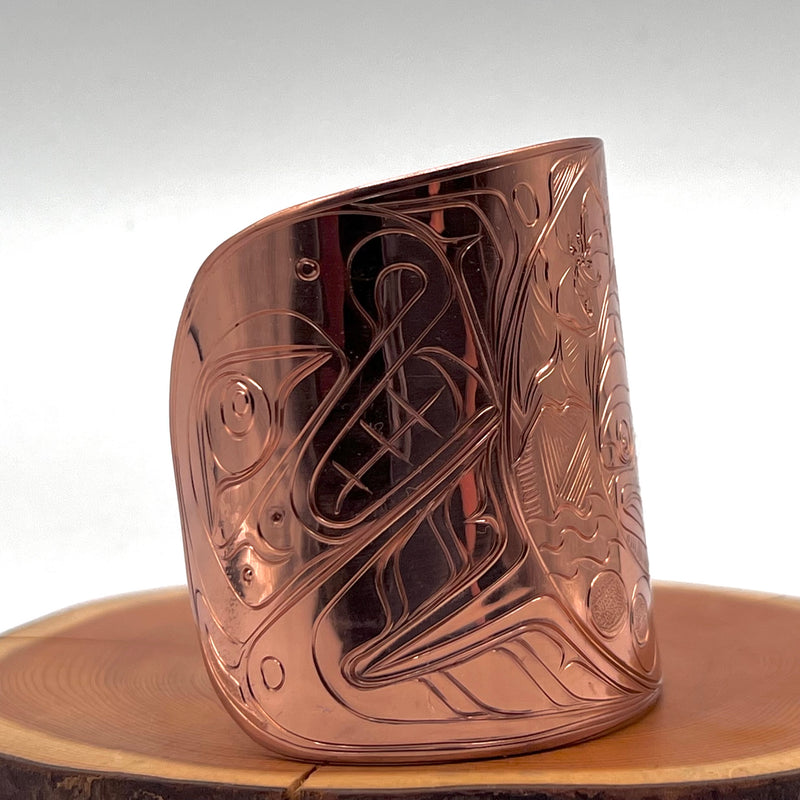 Frog, Flower Wolf Orca Copper Cuff