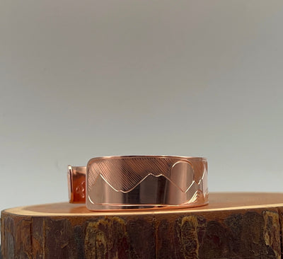 Wolf and Mountains 1/2” Bracelet in Copper