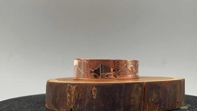 Wolf and Mountains 1/2” Bracelet in Copper