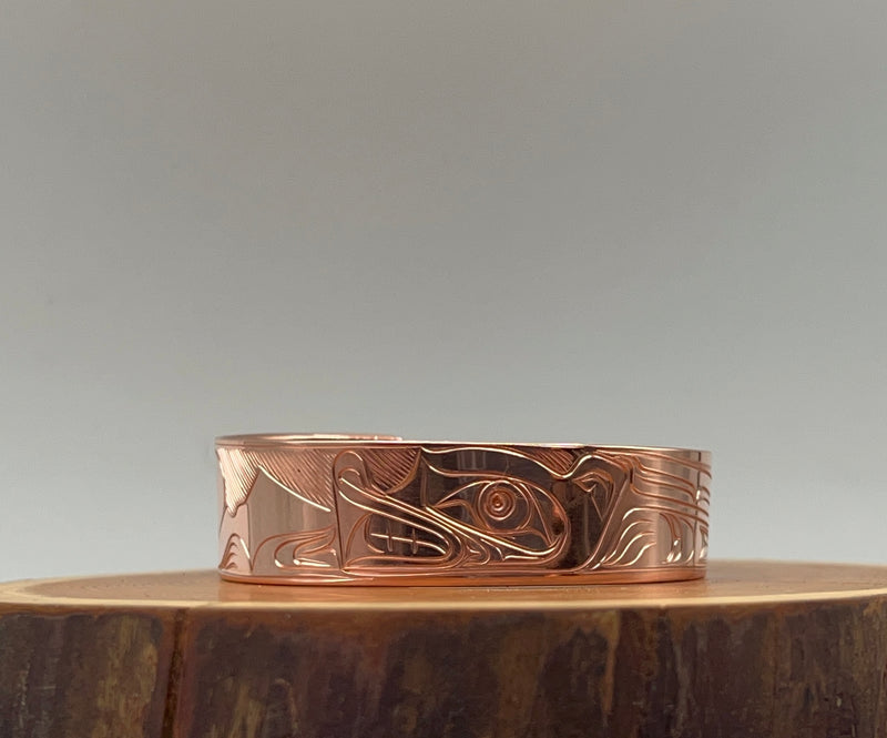 Wolf and Mountains 1/2” Bracelet in Copper