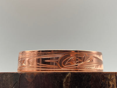 Hummingbird and Flowers 1/2” Copper Bracelet